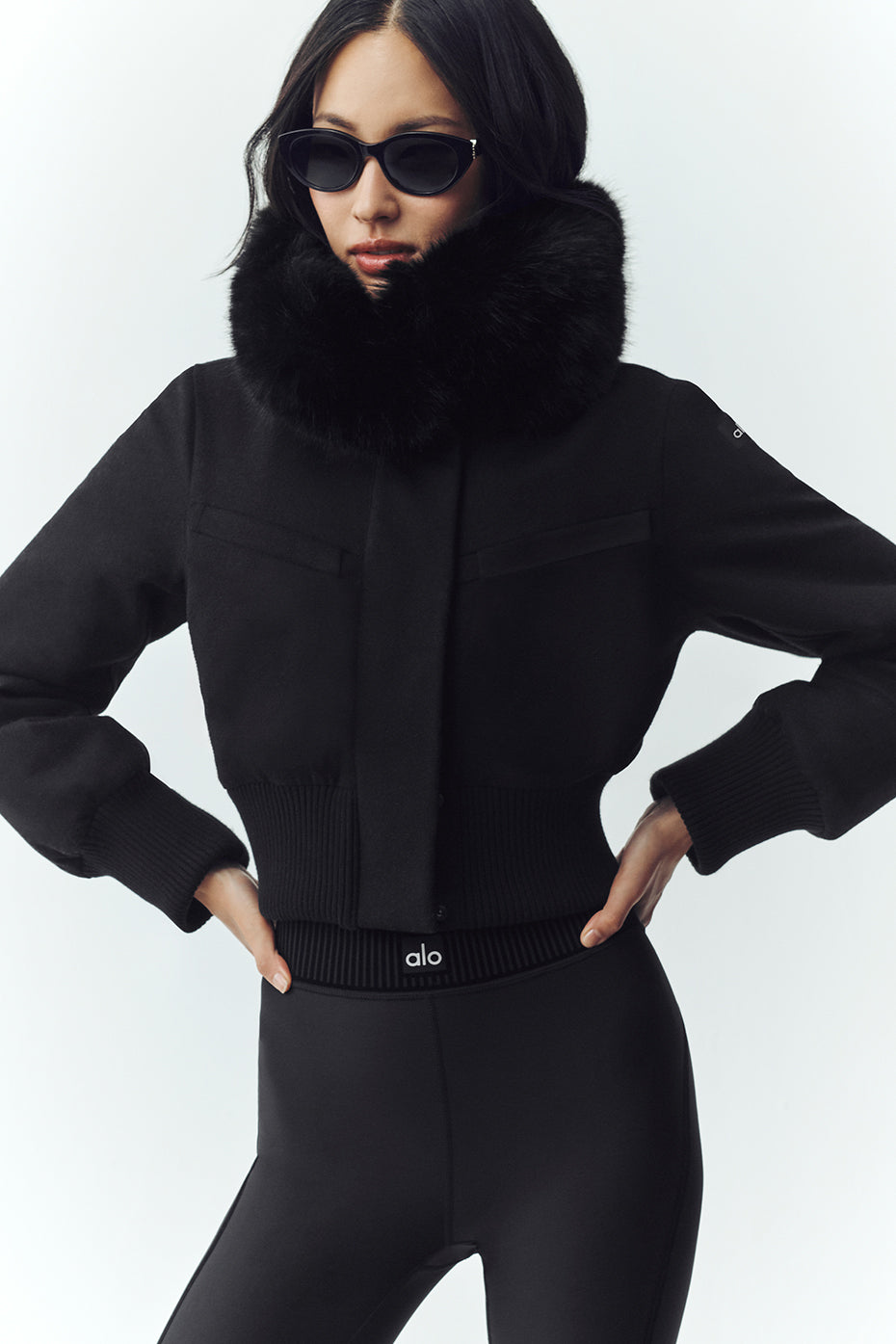 Wool Blend Bunny Slope Jacket - Black--1