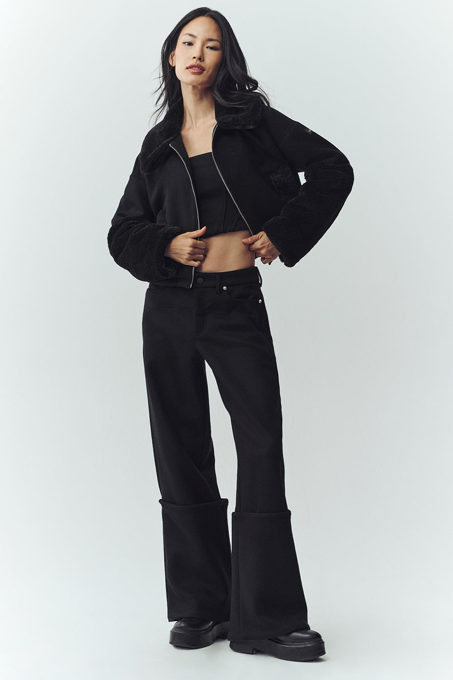 Wool Blend Nightfall Bomber - Black--3