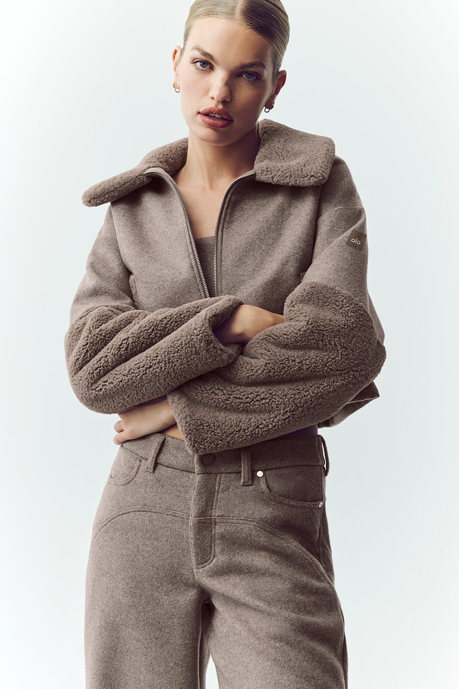 Wool Blend Nightfall Bomber - Alpine Cocoa Heather--0