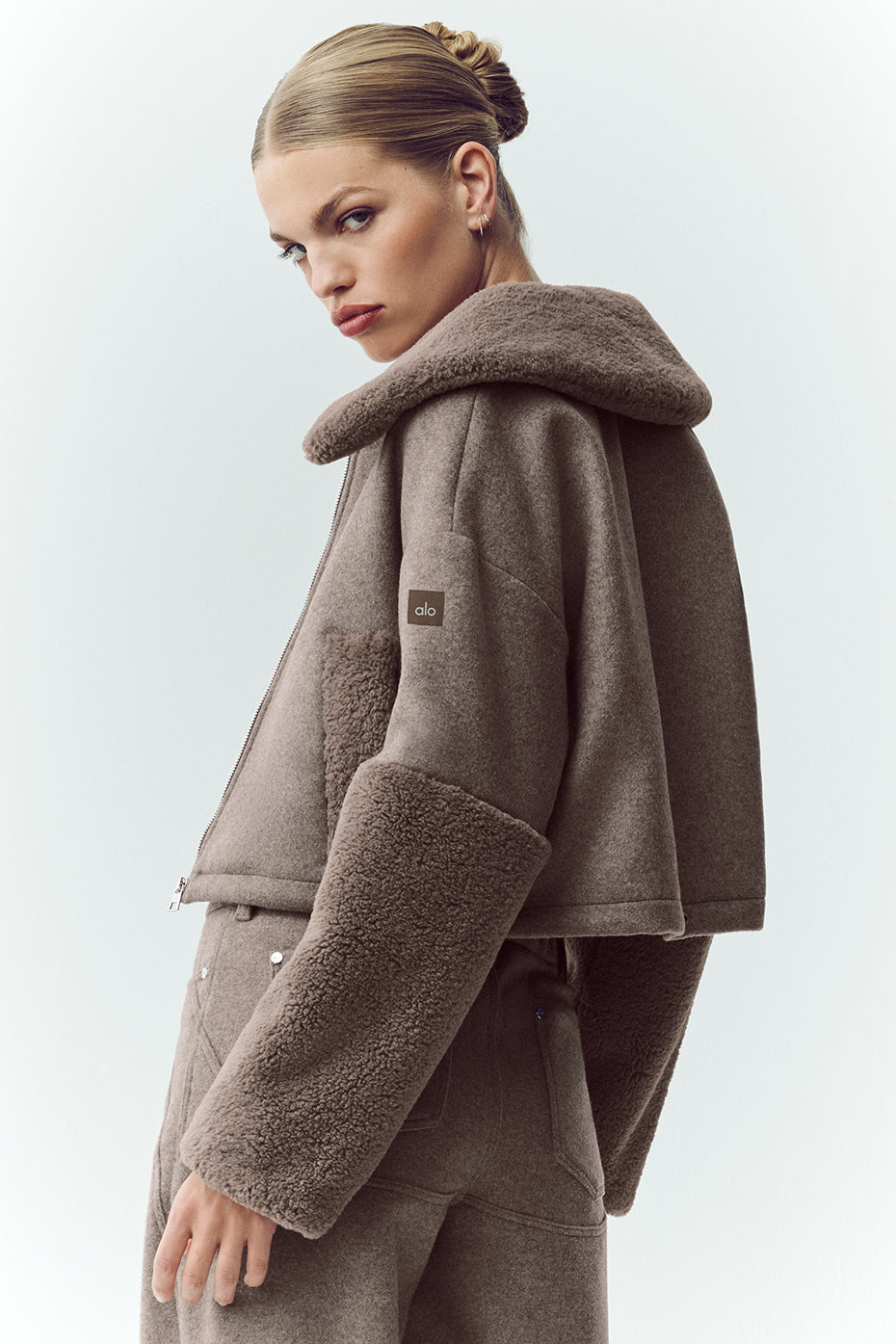 Wool Blend Nightfall Bomber - Alpine Cocoa Heather--2