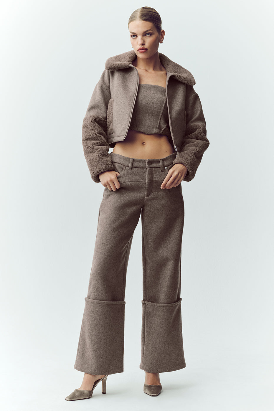 Wool Blend Nightfall Bomber - Alpine Cocoa Heather--3