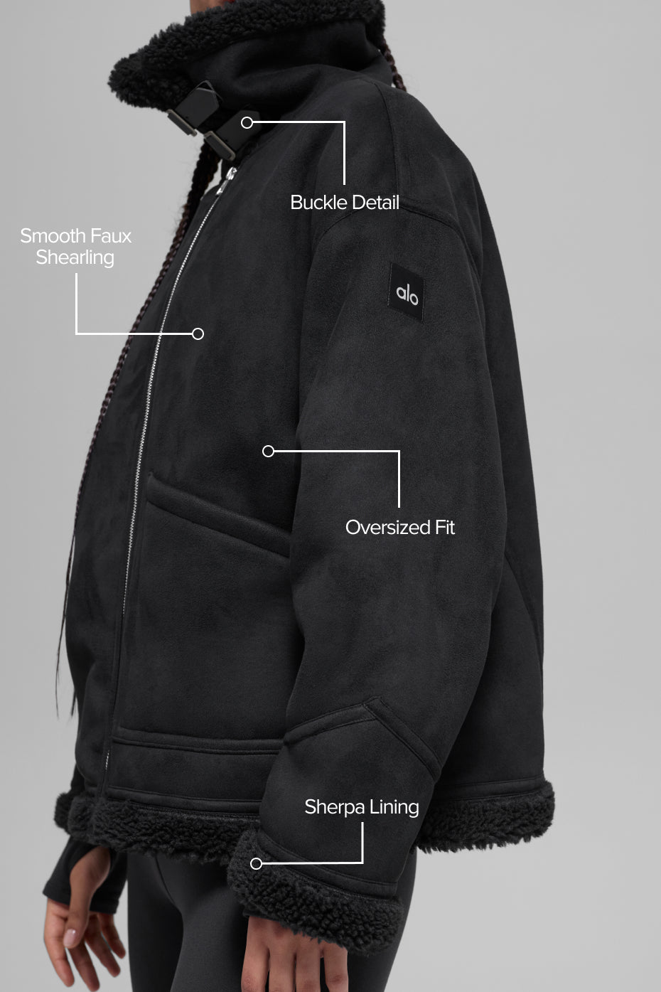 Faux Shearling Grand Jacket - Black--1
