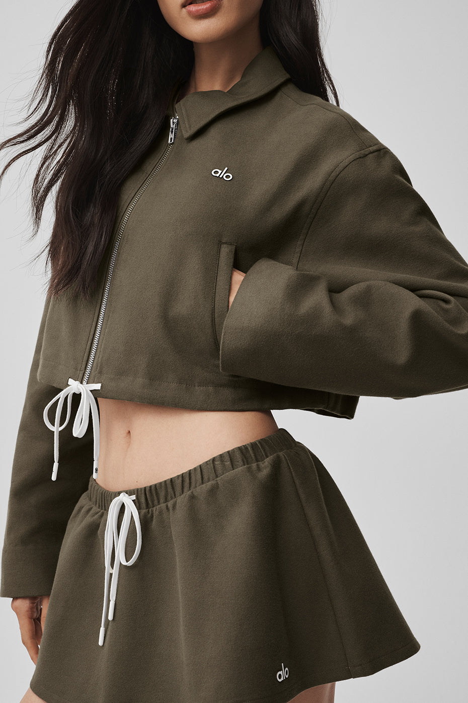 Cropped Fan Favorite Full Zip Jacket - Olive Tree--3