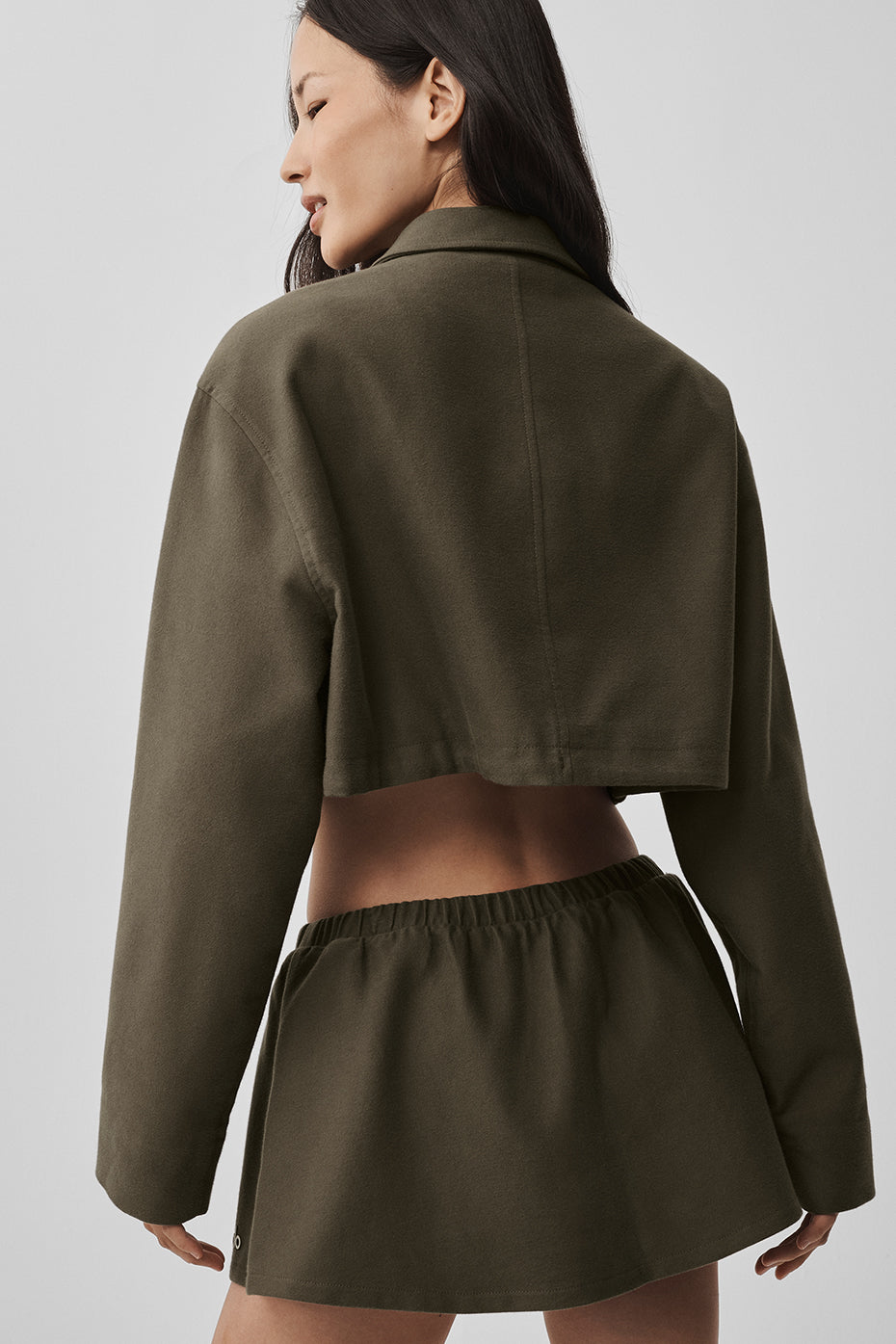 Cropped Fan Favorite Full Zip Jacket - Olive Tree--1
