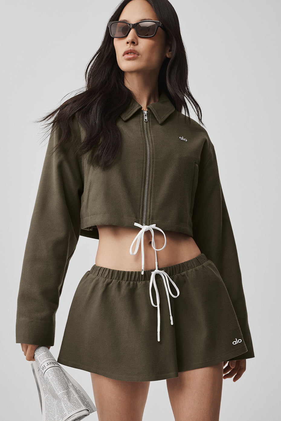 Cropped Fan Favorite Full Zip Jacket - Olive Tree--0