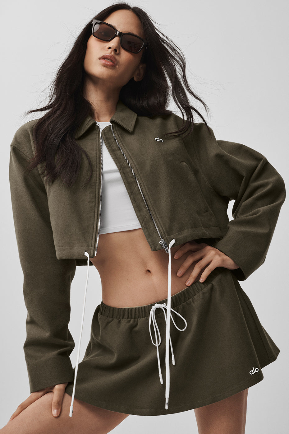 Cropped Fan Favorite Full Zip Jacket - Olive Tree--2