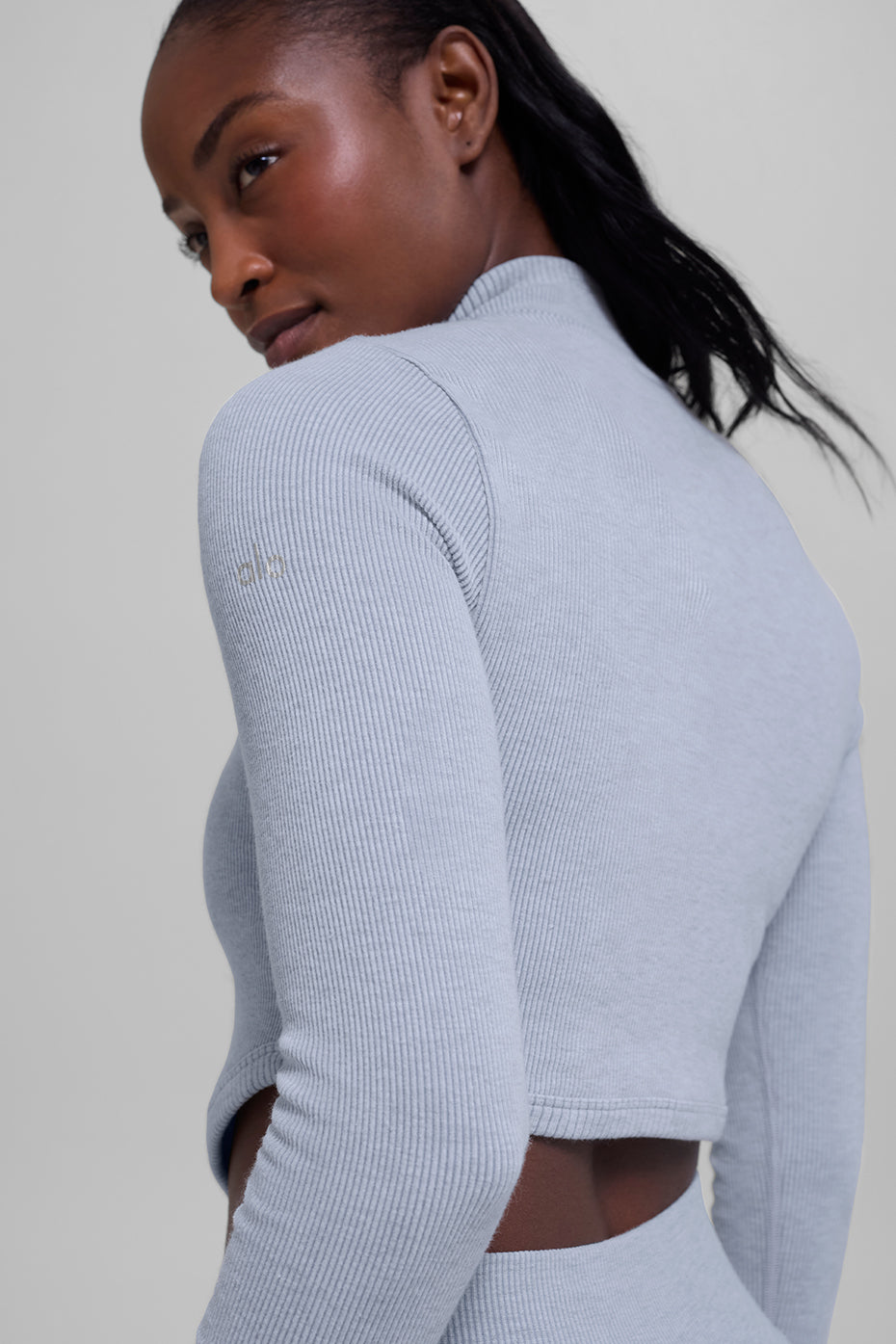 Seamless Two Tone Rib Jacket - Winter Frost Heather--1