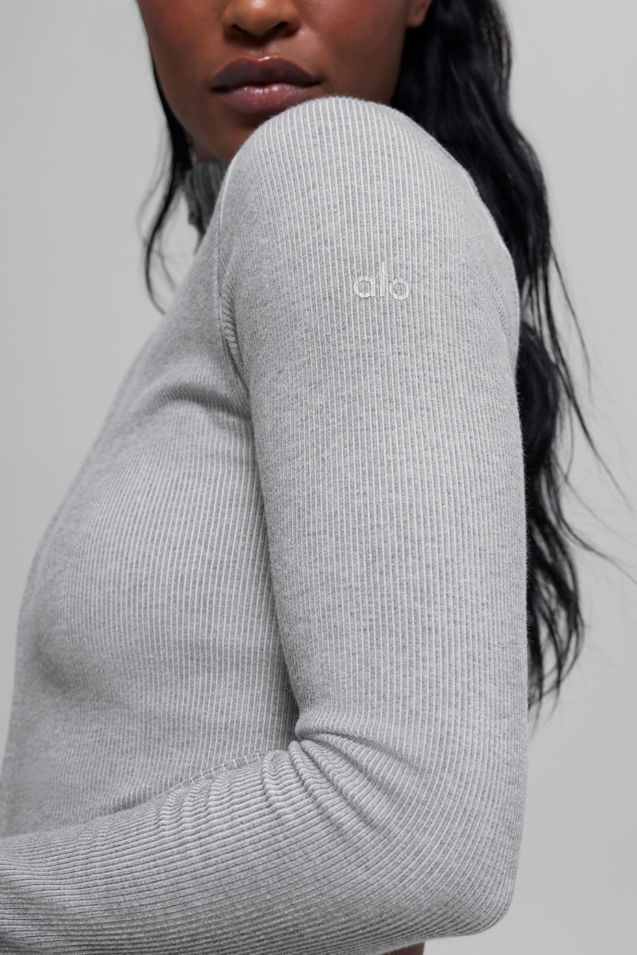 Seamless Two Tone Rib Jacket - Light Misty Grey Heather--1