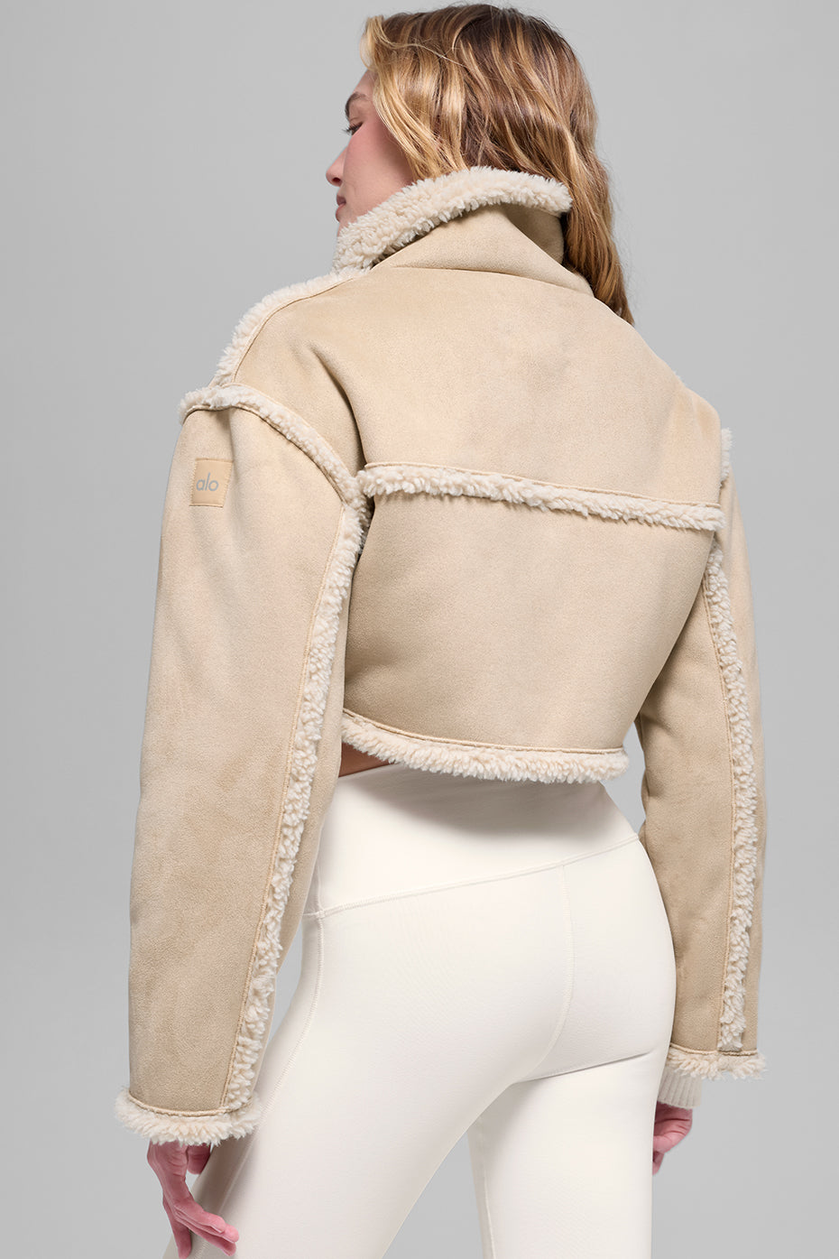 Faux Shearling Snowfall Cropped Jacket - Woodland Tan--2