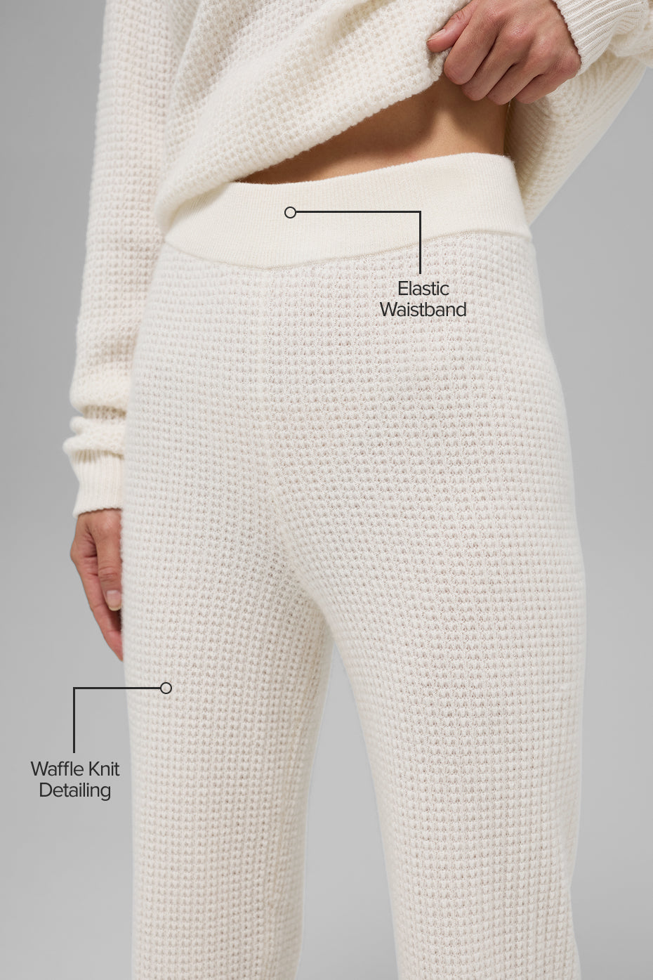 Cashmere High-Waist Plush Waffle Pant - Ivory--1