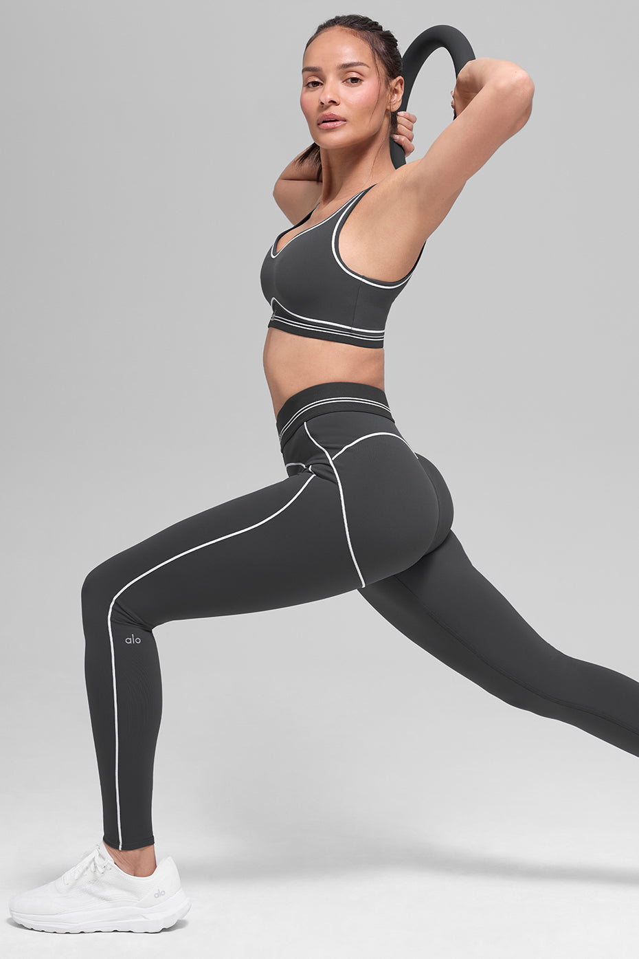 Airbrush High-Waist Heart Throb Legging - Anthracite/White--4