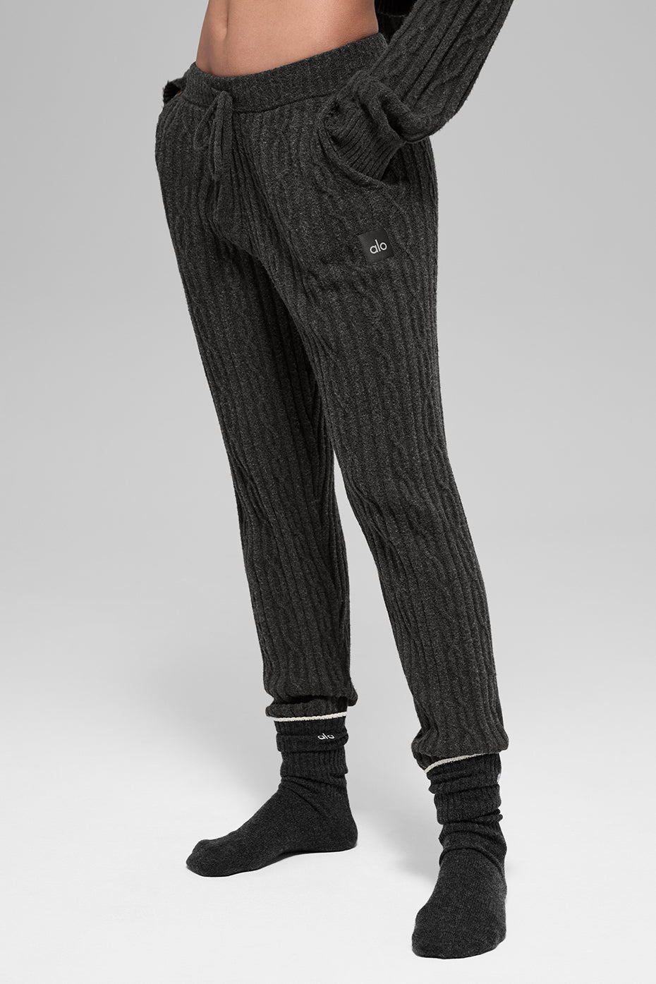 Cable Knit Winter Bliss Pant - Dark Heather Grey--2