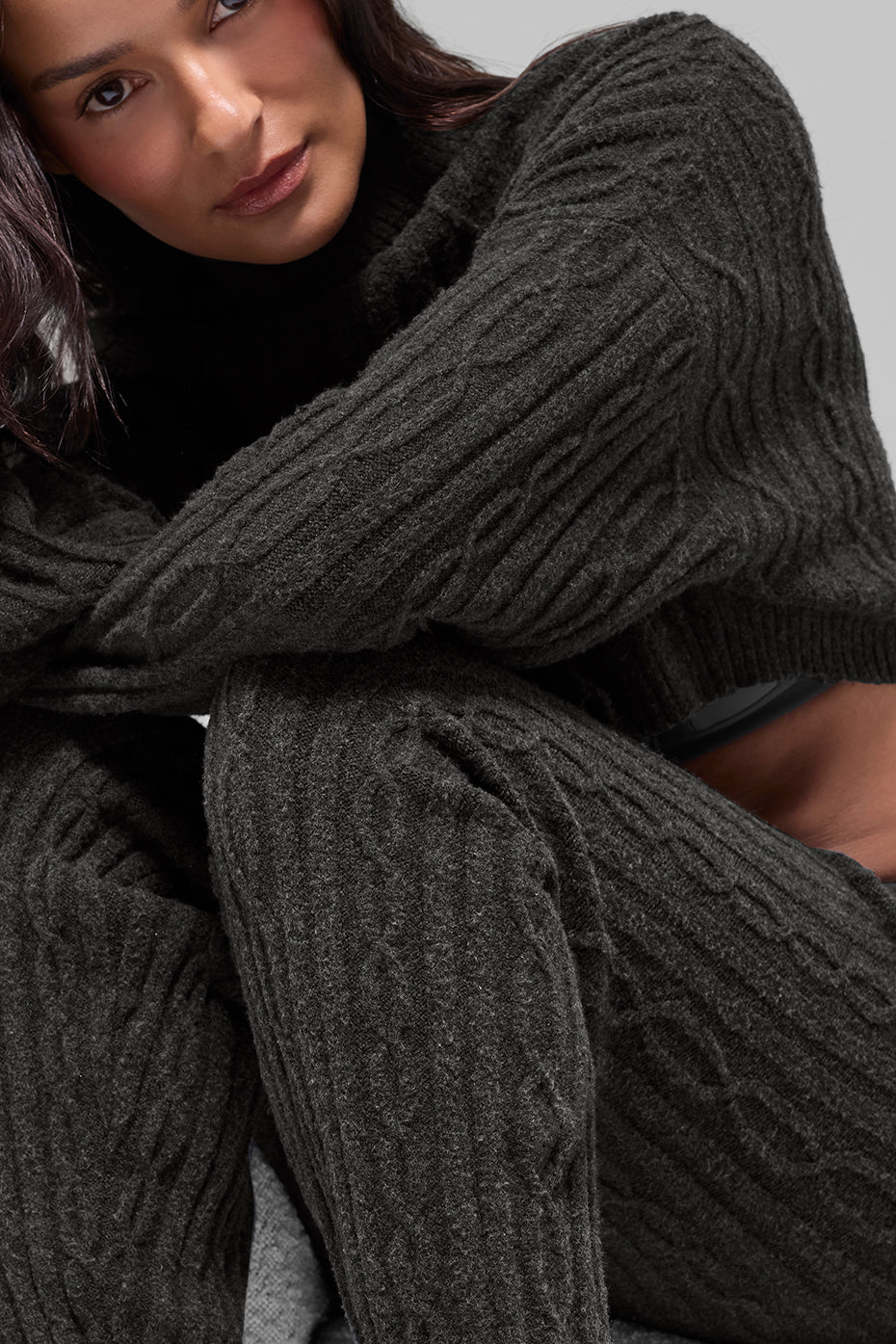 Cable Knit Winter Bliss Pant - Dark Heather Grey--4