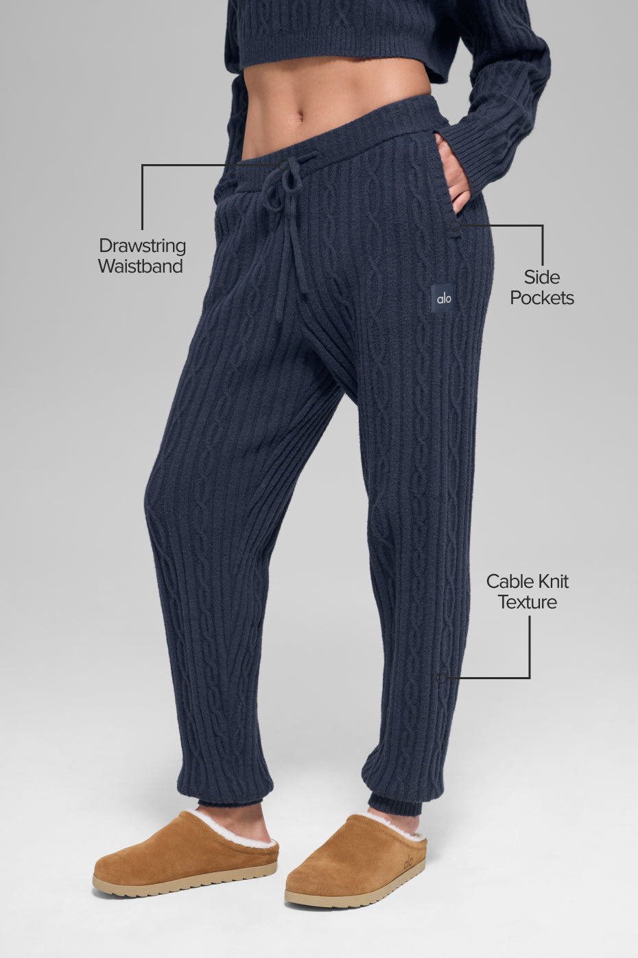 Cable Knit Winter Bliss Pant - Navy--1