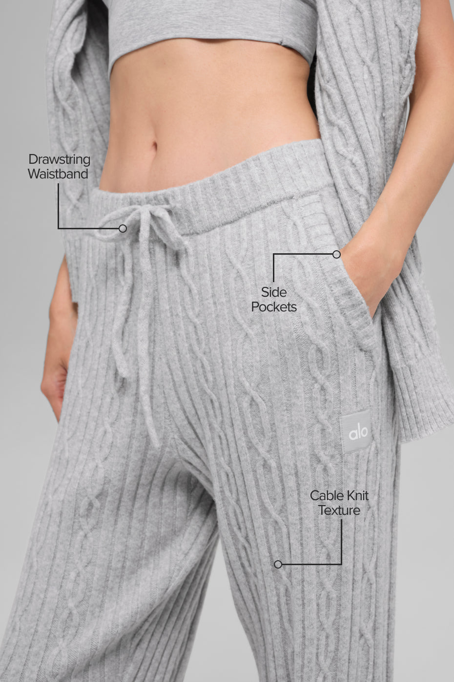 Cable Knit Winter Bliss Pant - Athletic Heather Grey--1