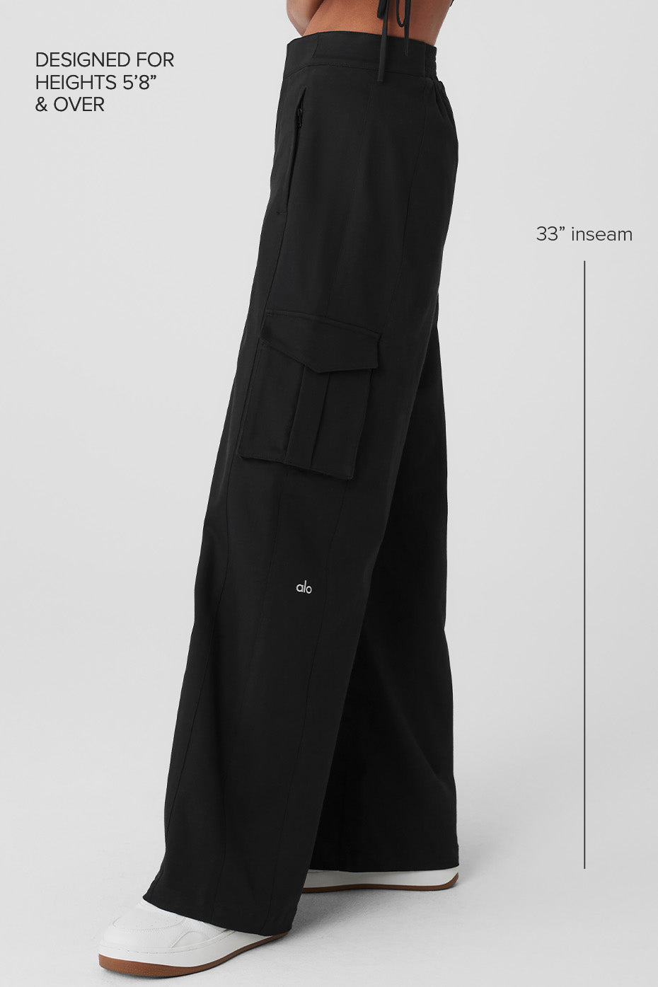 Show Off Cargo Wide Leg Trouser (Long) - Black--1