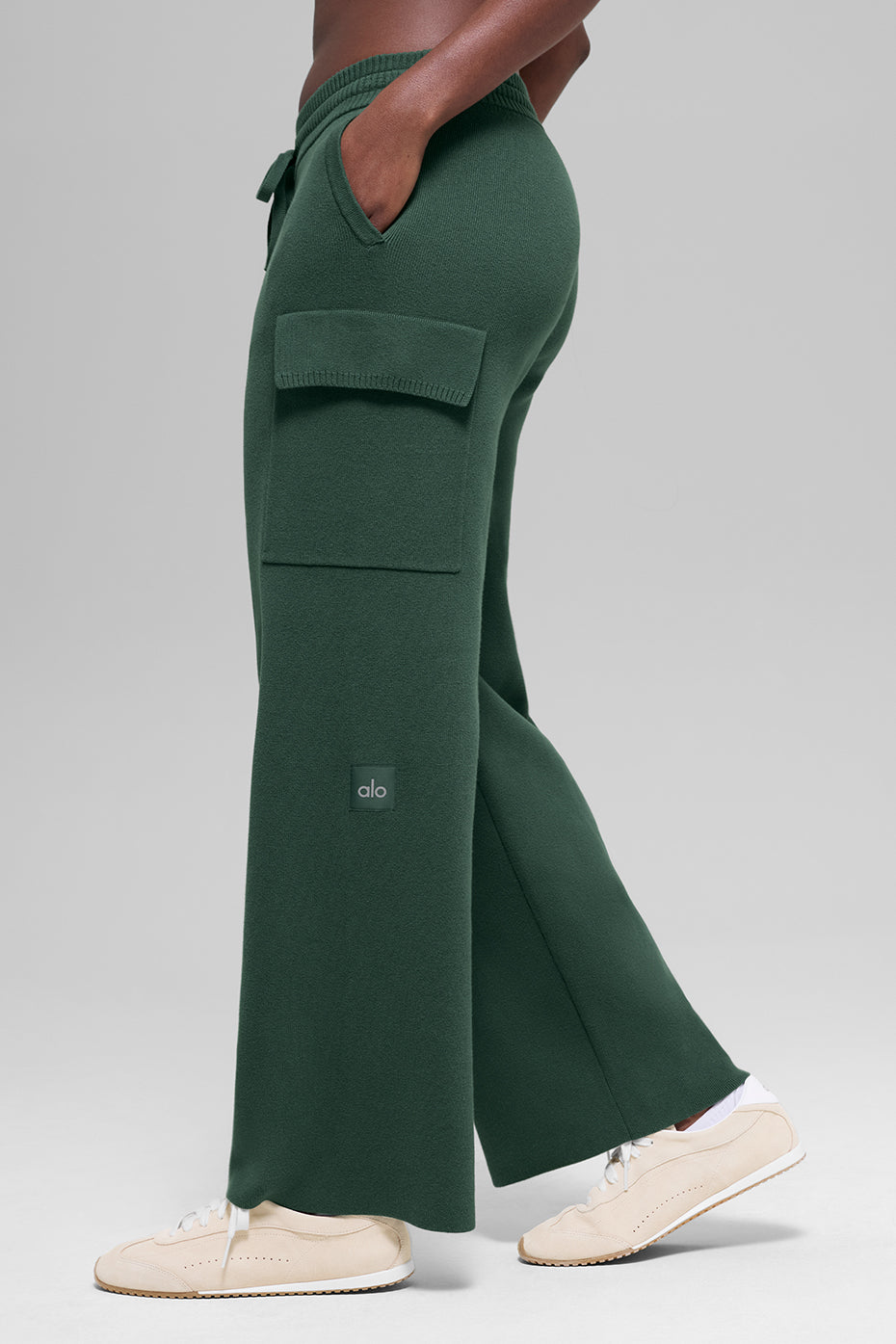 Scholar Knit High-Waist Cargo Pant - Clover Green--2