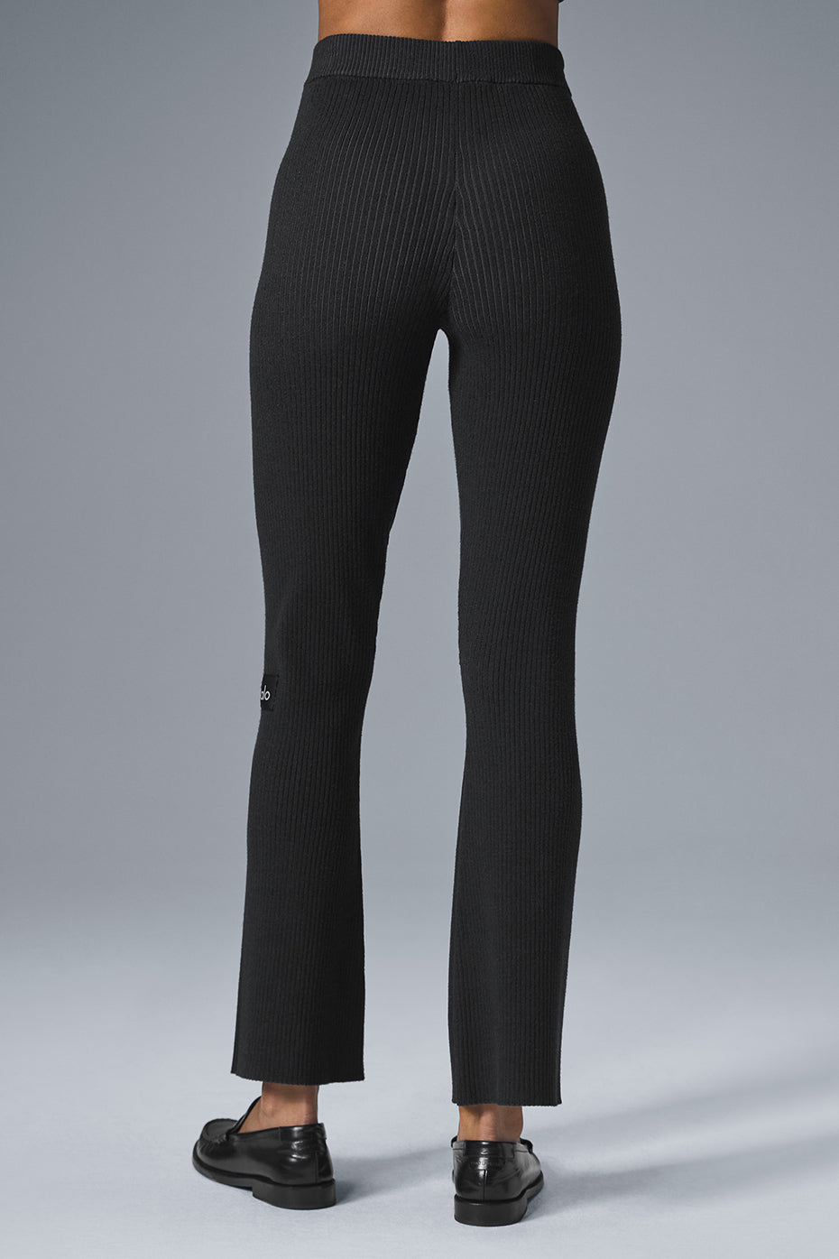 Denim Knit High-Waist Flare Pant - Black/Anthracite--2