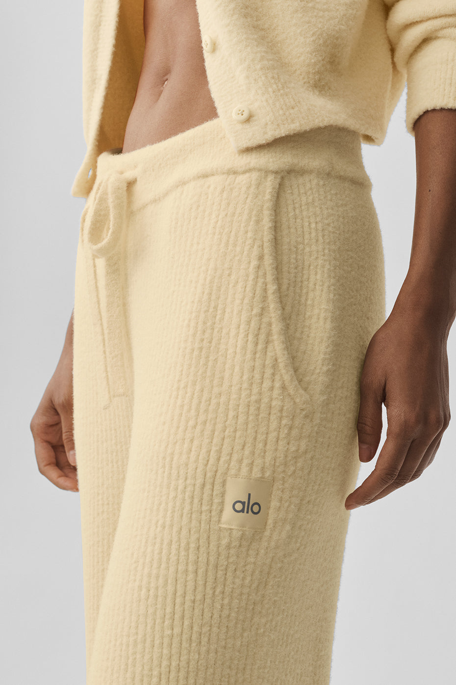 Snuggle Up Sweater High-Waist Wide Leg Pant - Candlelight Yellow--2