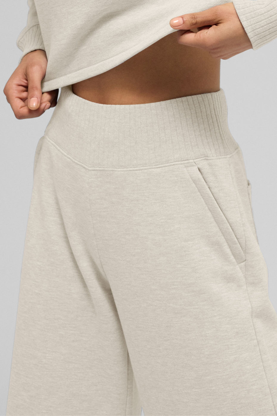 Serenity Wide Leg Sweatpant - Oatmeal Heather--2