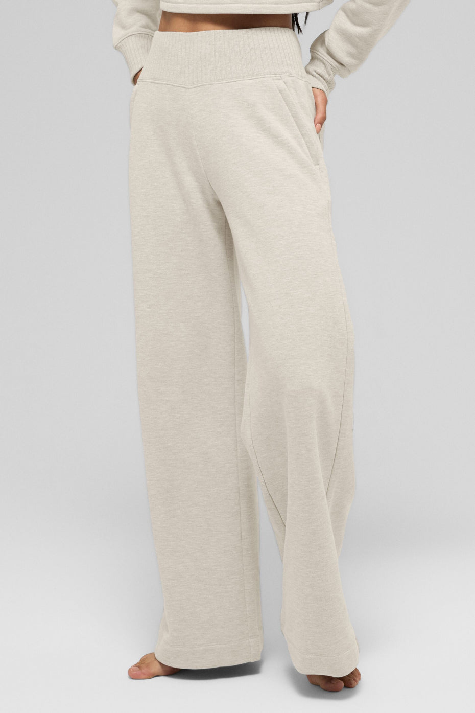 Serenity Wide Leg Sweatpant - Oatmeal Heather--1