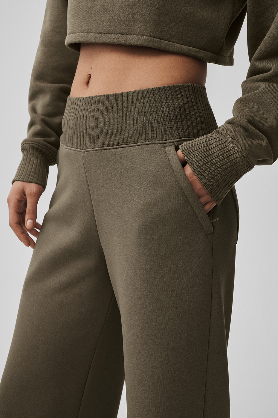 Serenity Wide Leg Sweatpant - Olive Tree--1