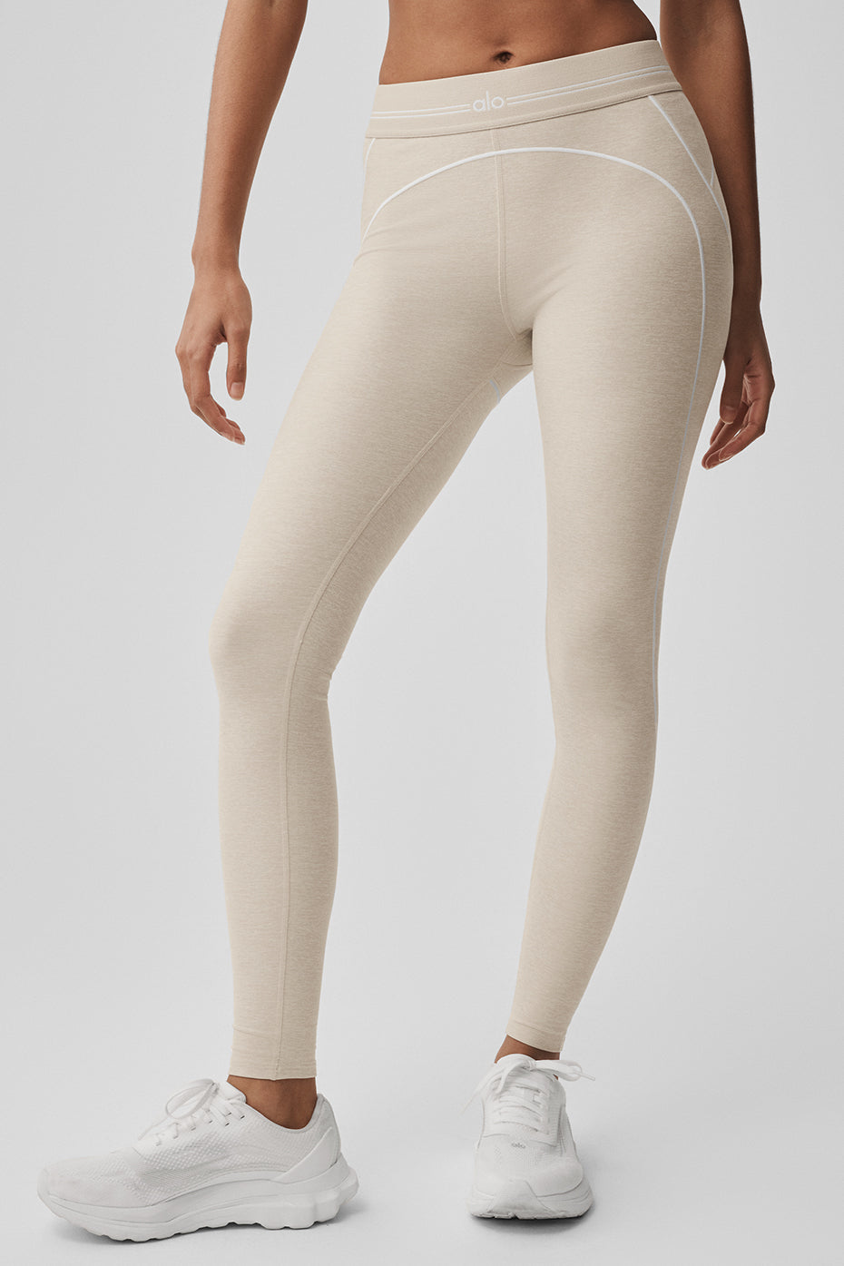 Alosoft High-Waist Heart Throb Legging - Oatmeal Heather/White--2