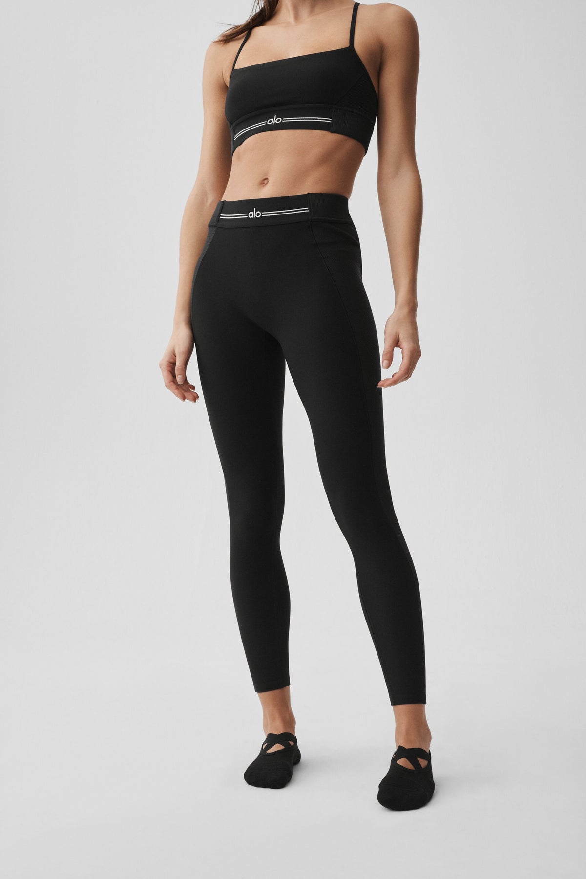 Alosoft High-Waist 7/8 Relay Legging - Black/White--2