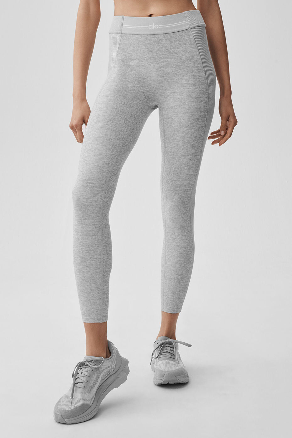 Alosoft High-Waist 7/8 Relay Legging - Athletic Heather Grey/White--2