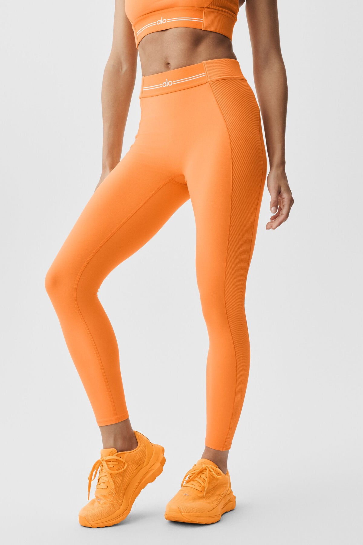 Alosoft High-Waist 7/8 Relay Legging - Satsuma Breeze/White--2