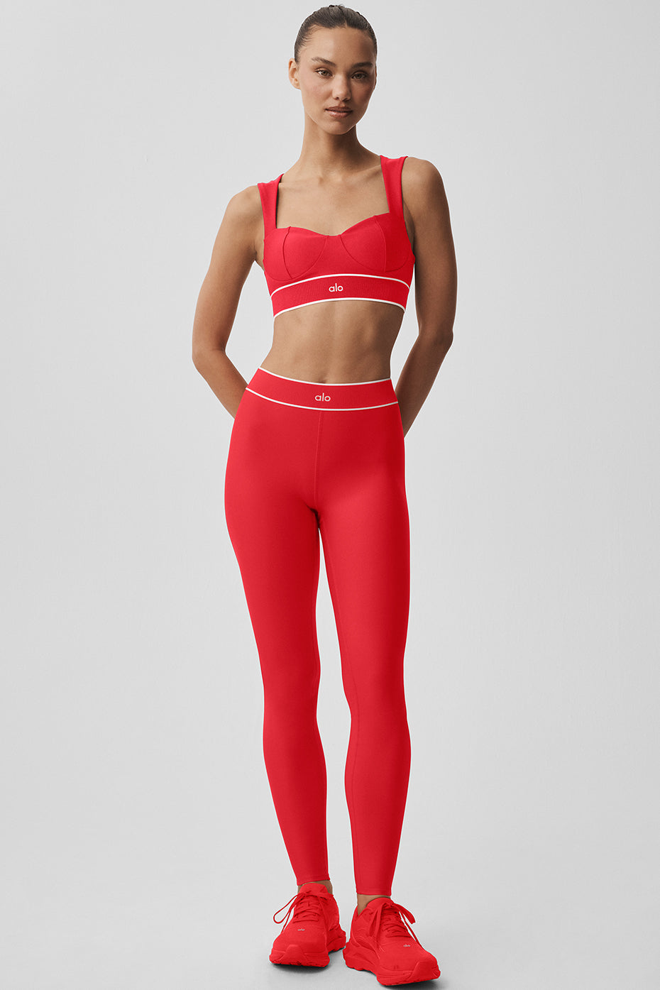 Airlift High-Waist Alignment Legging - Bright Red/White--0