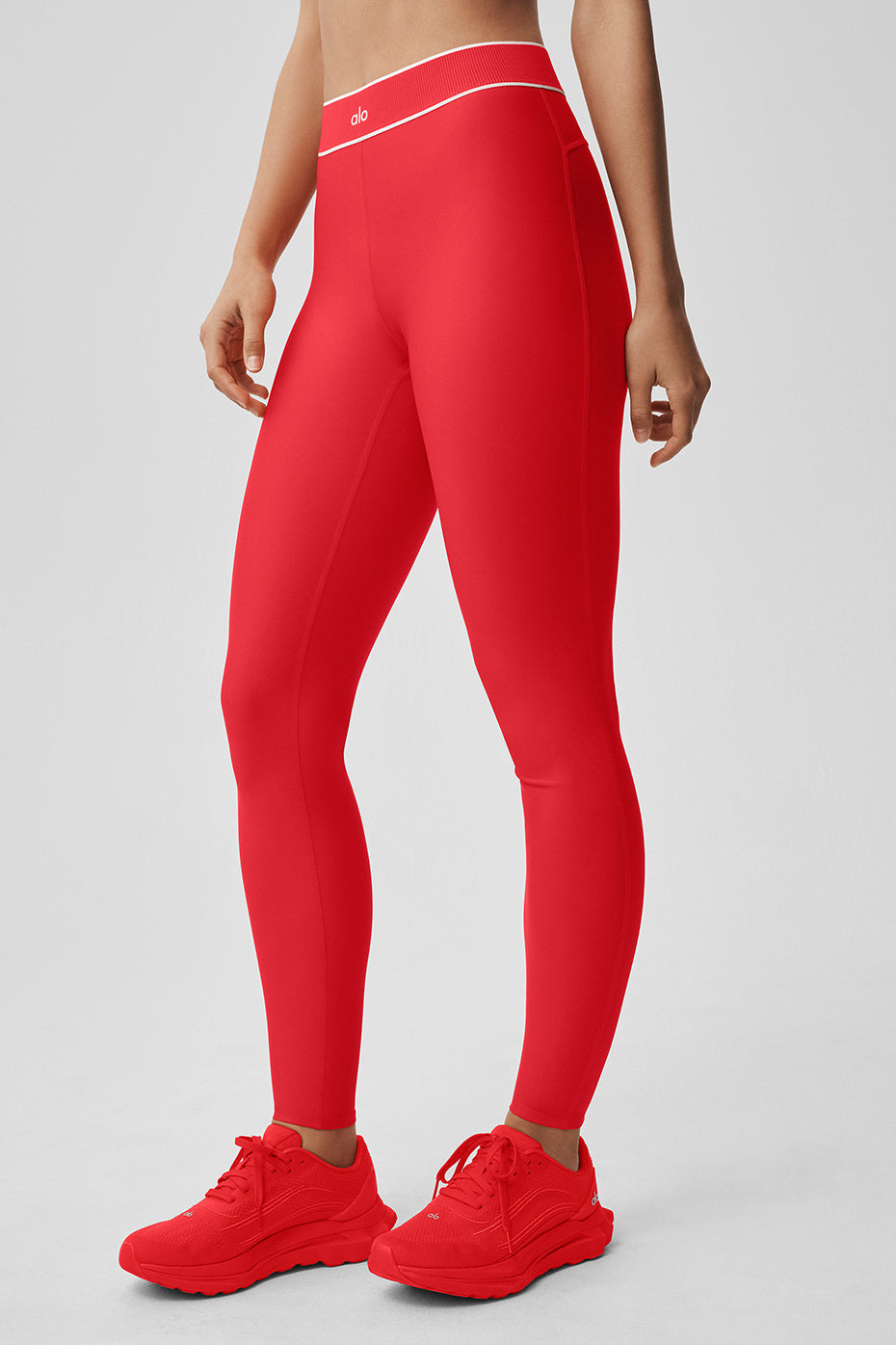 Airlift High-Waist Alignment Legging - Bright Red/White--2