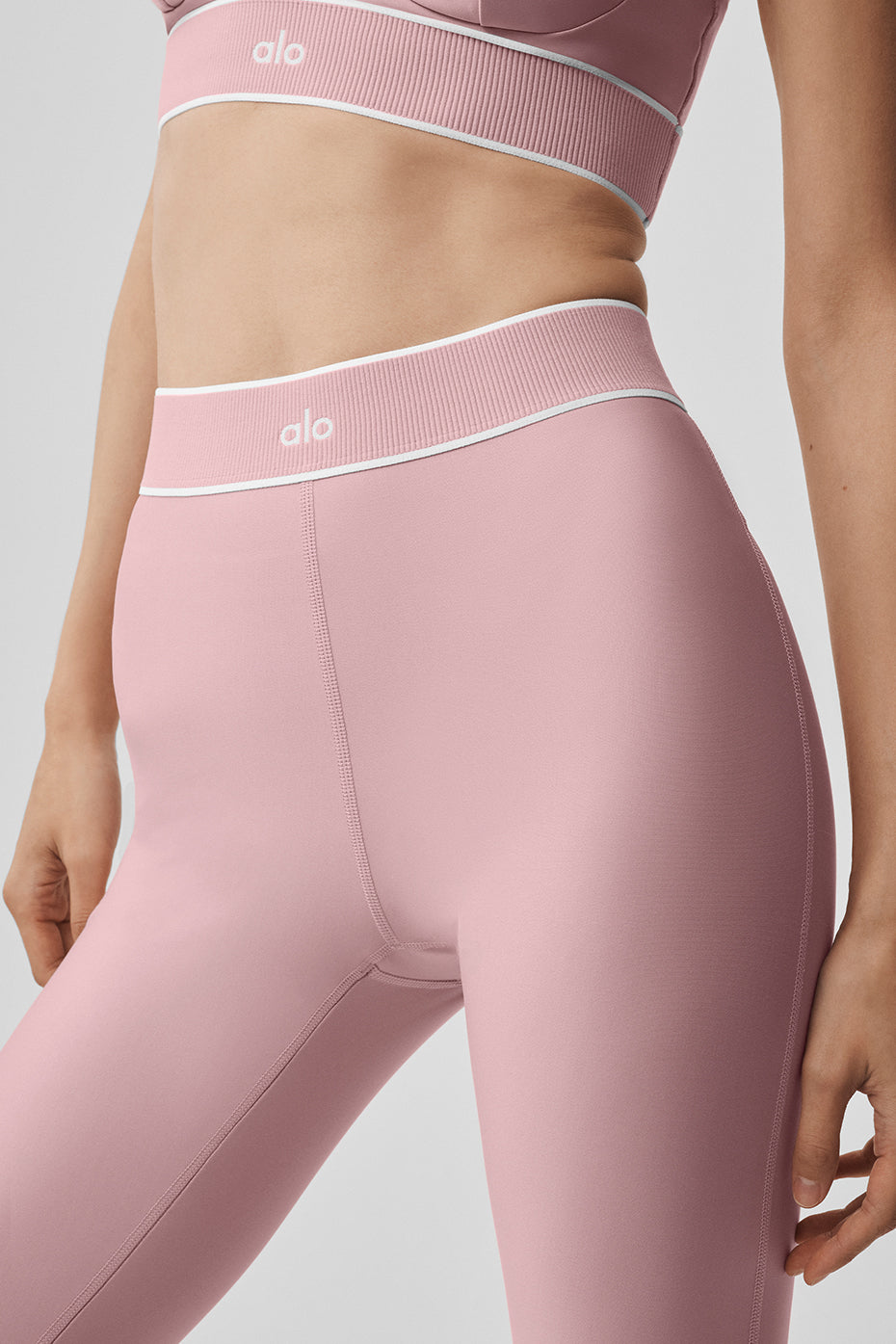 Airlift High-Waist Alignment Legging - Vintage Pink/White--4