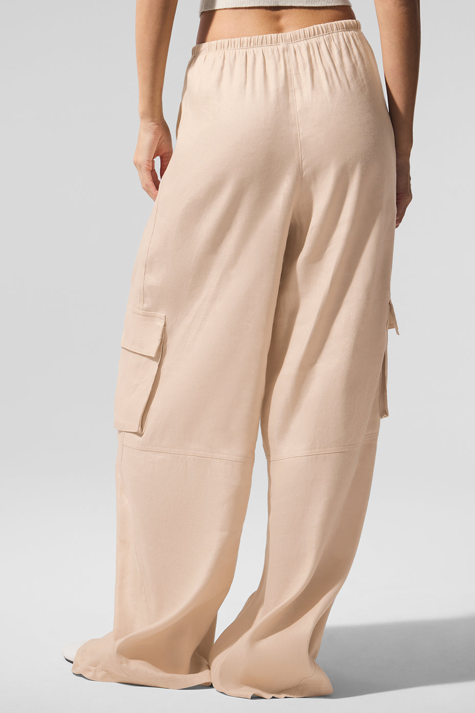 Linen Getaway Cargo Wide Leg Pant - Macadamia--2