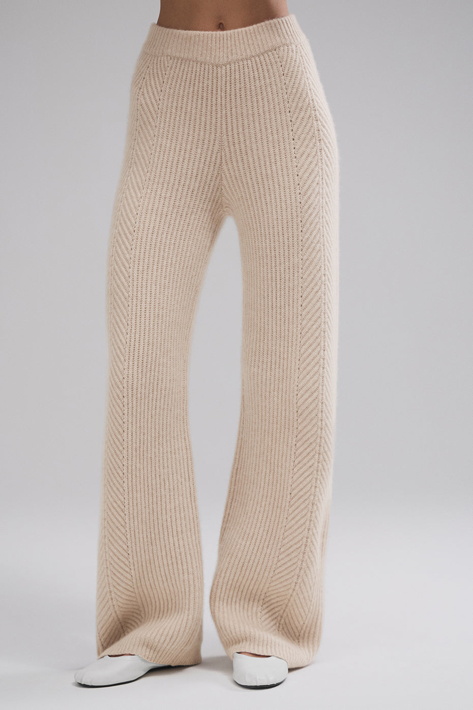 Winter Magic Cashmere Wide Leg Pant - Birch Heather--0