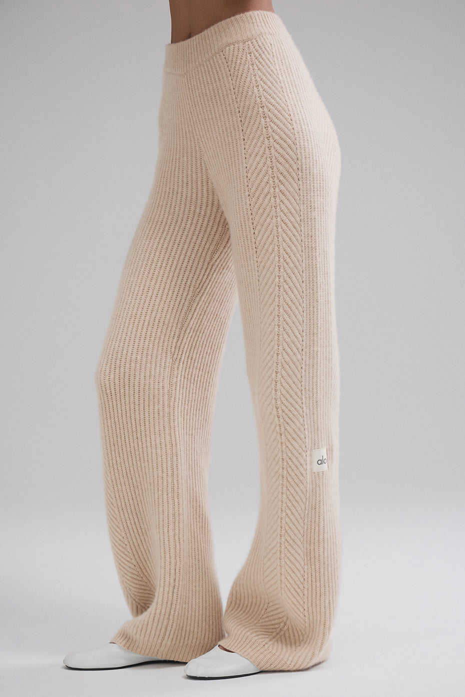 Winter Magic Cashmere Wide Leg Pant - Birch Heather--2