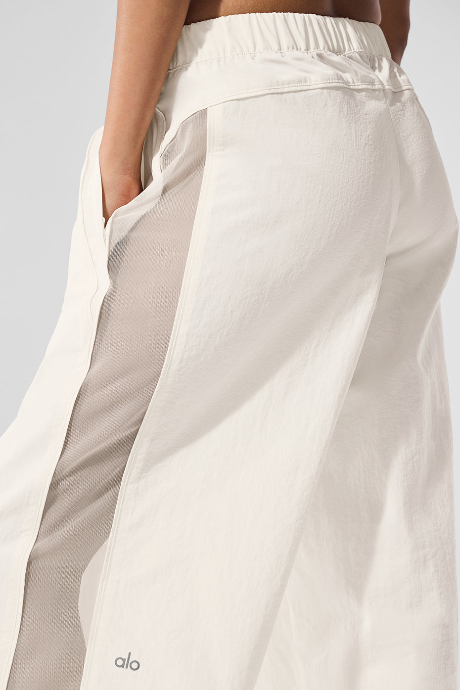 High-Waist Origin Wide Leg Track Pant - Ivory--3