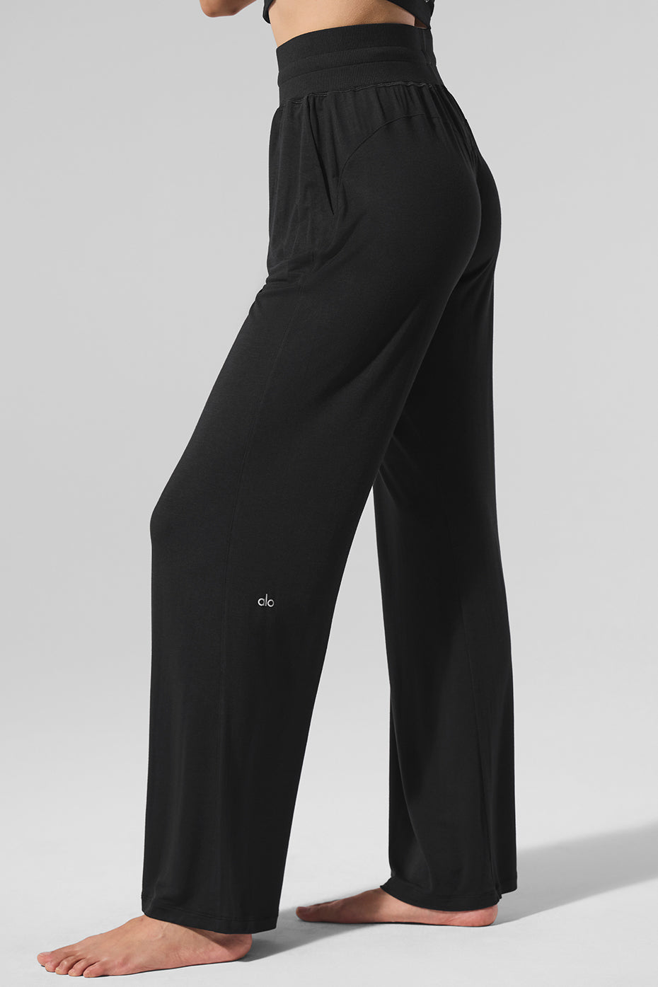 Semi-Sheer Delicate Lounge Flare Pant (Regular) - Black--4