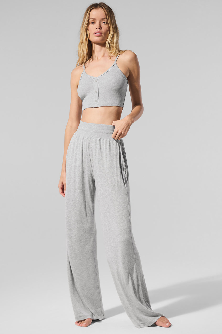 Semi-Sheer Delicate Lounge Flare Pant (Regular) - Athletic Heather Grey--0