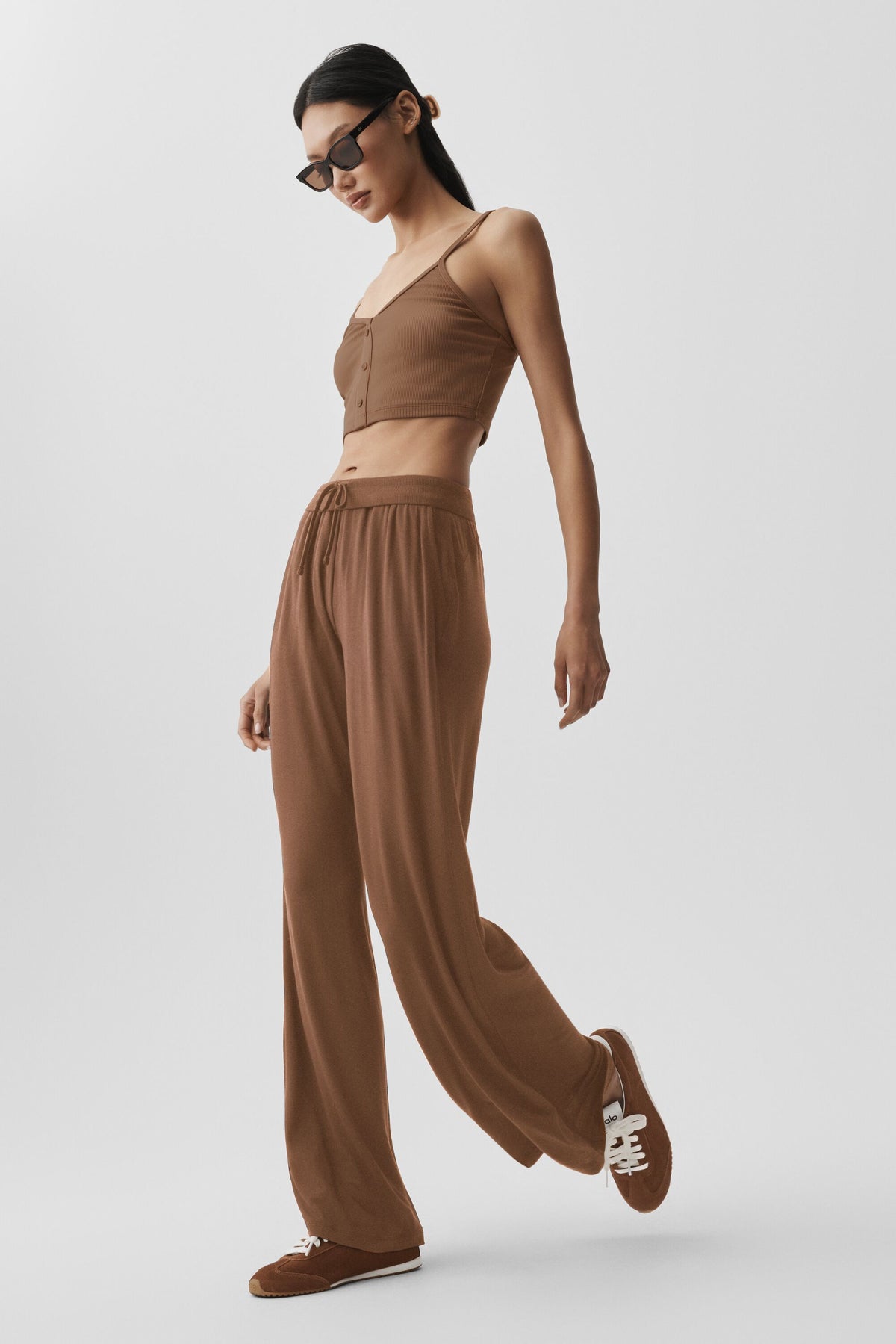 Semi-Sheer Delicate Lounge Flare Pant (Regular) - Sun Kissed Brown--3