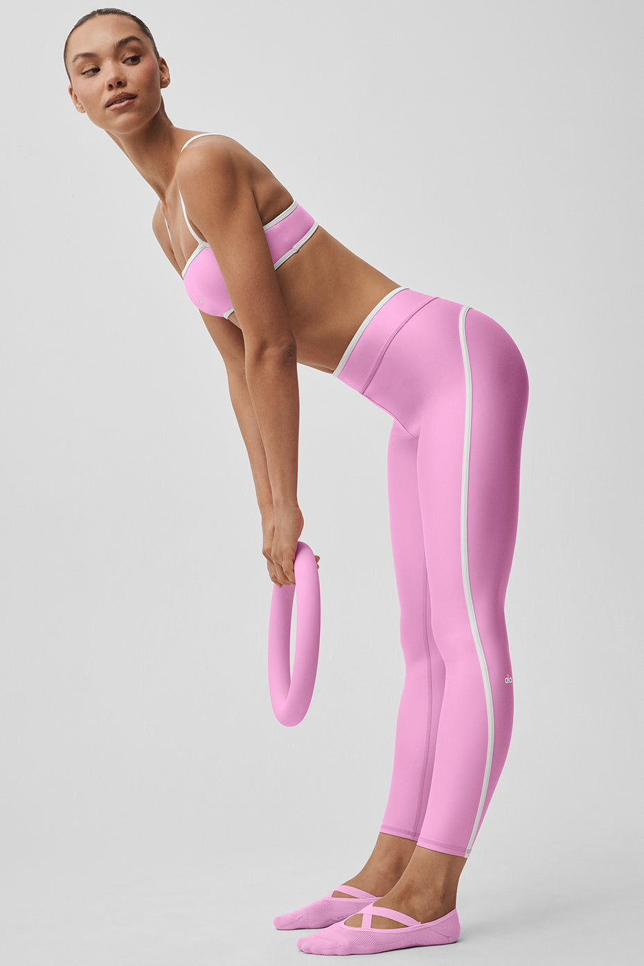 Airlift High Waist Charger 7/8 Legging - Candy Heart Pink/White--3