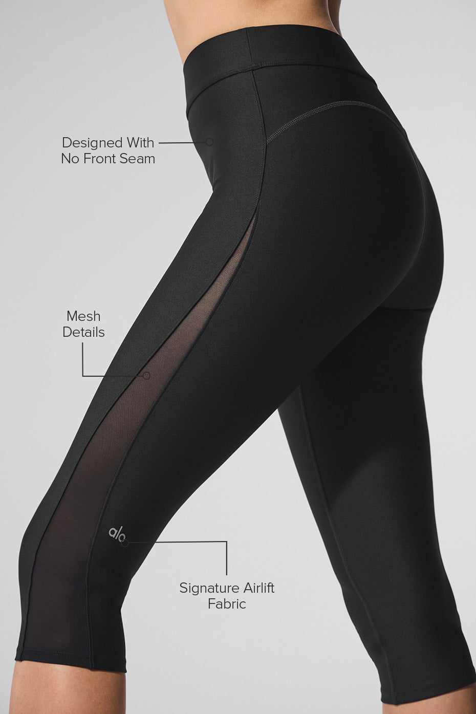 Airlift Mesh High-Waist Just Right Capri - Black--1