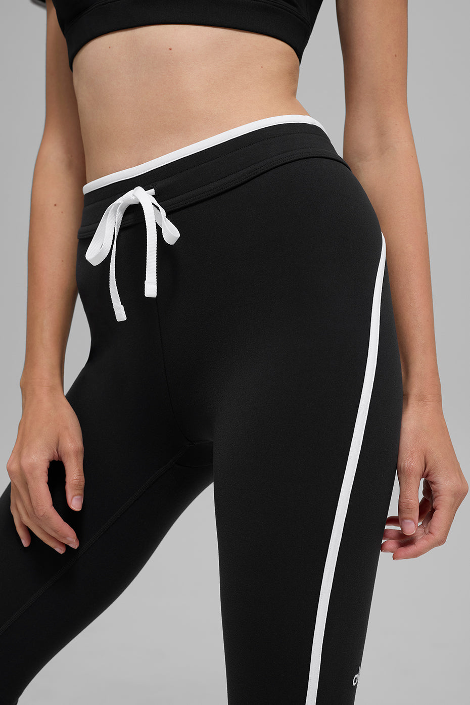 Airbrush High-Waist Race Pace Capri - Black/White--3