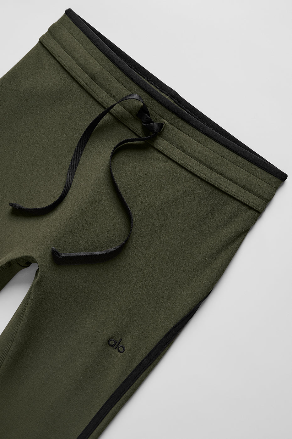 Airbrush High-Waist Race Pace Capri - Green Olive/Black--5