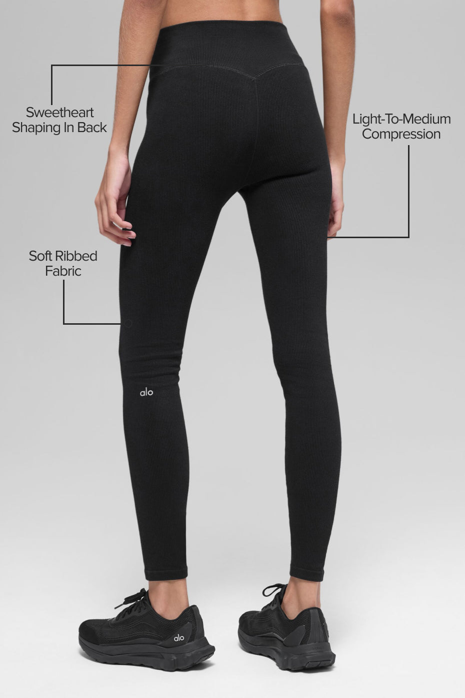 Seamless High-Waist Two Tone Rib Legging - Black--1