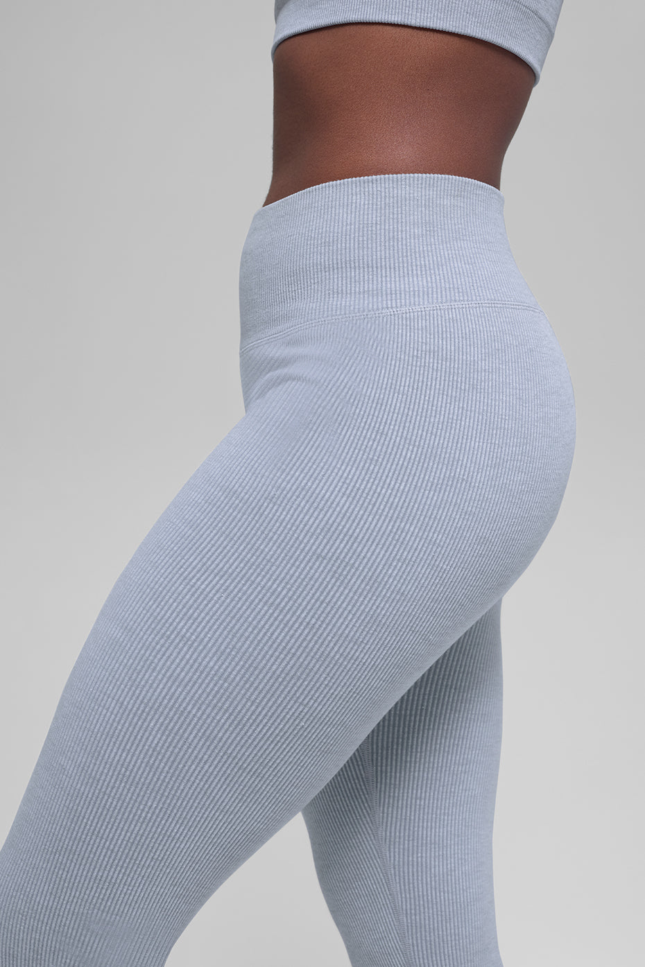 Seamless High-Waist Two Tone Rib Legging - Winter Frost Heather--1