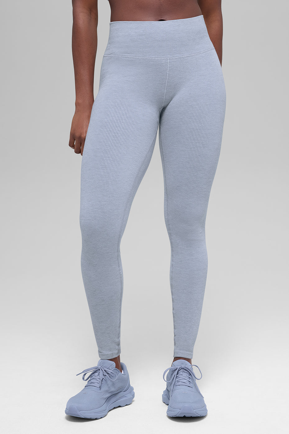Seamless High-Waist Two Tone Rib Legging - Winter Frost Heather--0