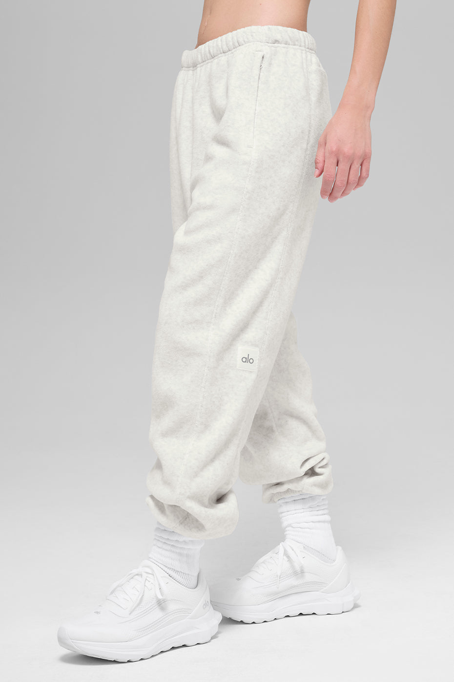 Polar Fleece High-Waist Retreat Jogger - White Heather Grey--0