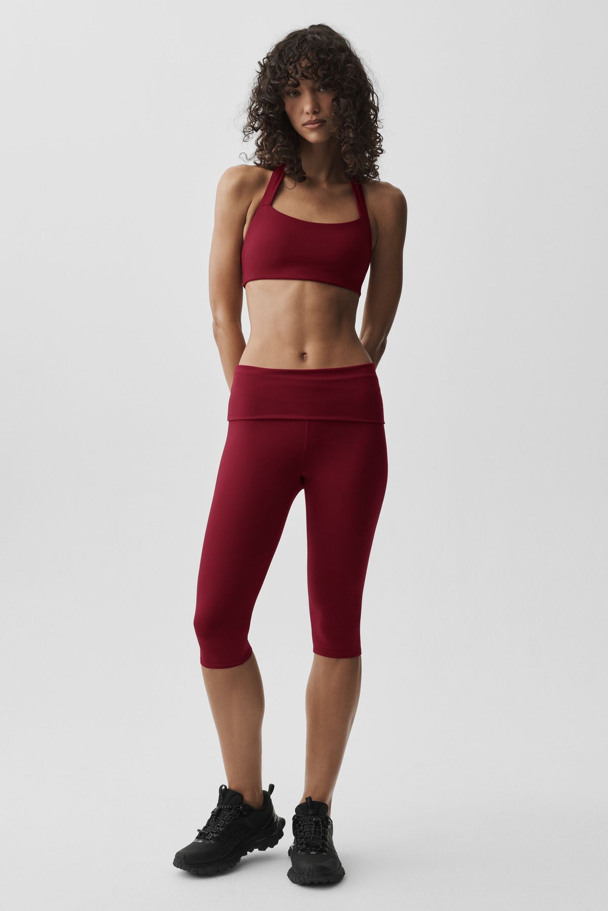 ALO Softsculpt Low-Rise Foldover Capri - Summer Romance Red--5