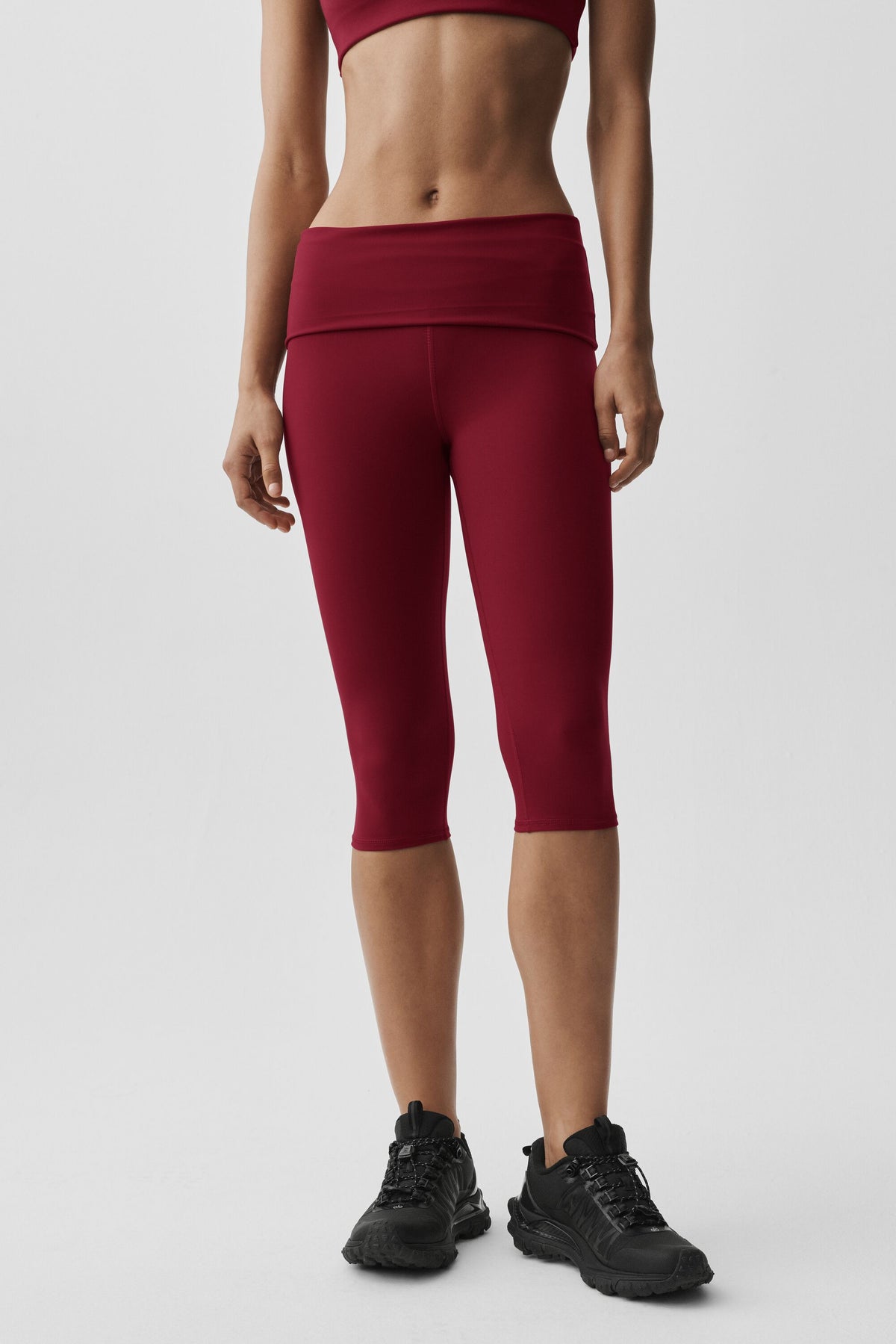 ALO Softsculpt Low-Rise Foldover Capri - Summer Romance Red--2